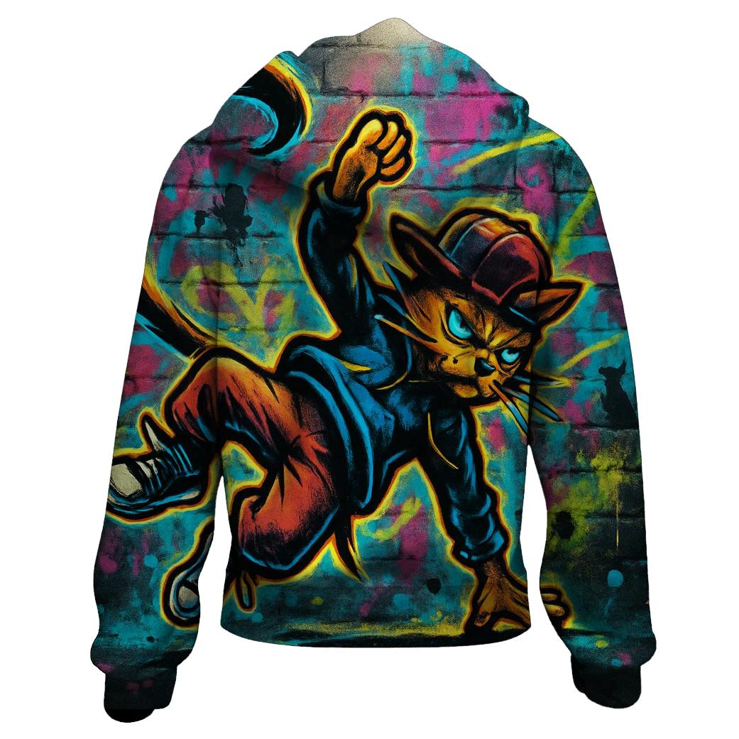 Graffiti Back Alley Breakdance Cat pullover hoodies