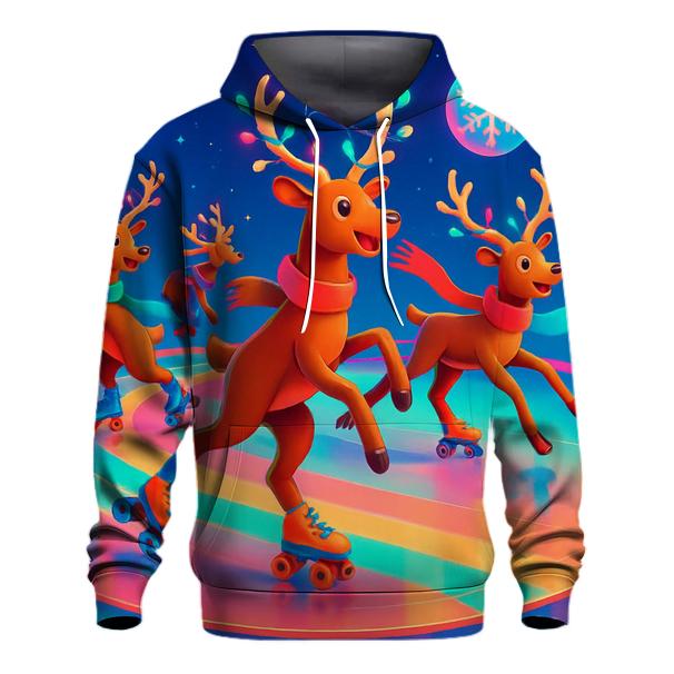 Reindeer Retro Roller Rink Christmas printed hoodies
