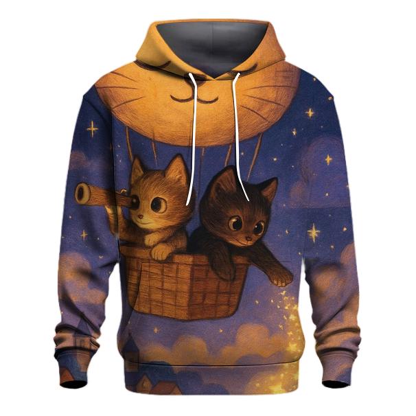 Starlit Balloon Voyage Cats heavyweight hoodies