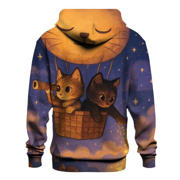 Starlit Balloon Voyage Cats heavyweight hoodies