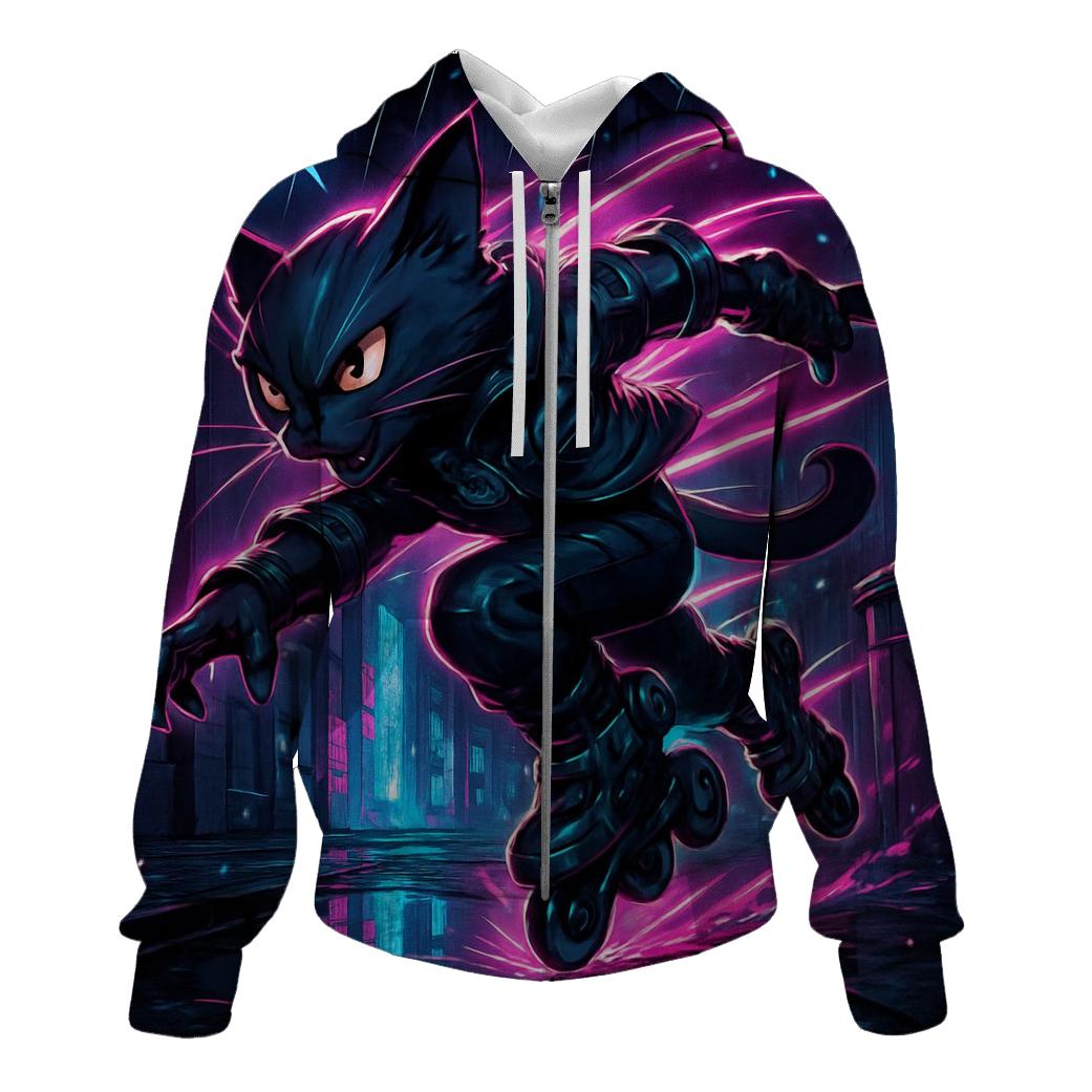 Cyber Skater Neon Alley Cat hoodie styles