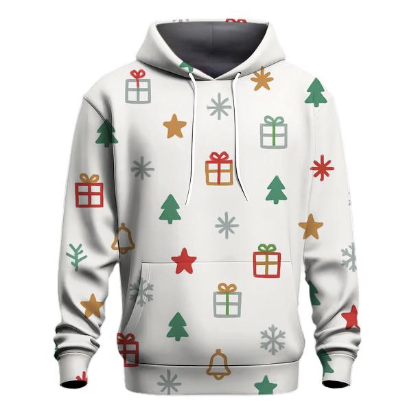 Minimalist Christmas Icon Scatter On White hoodie styles