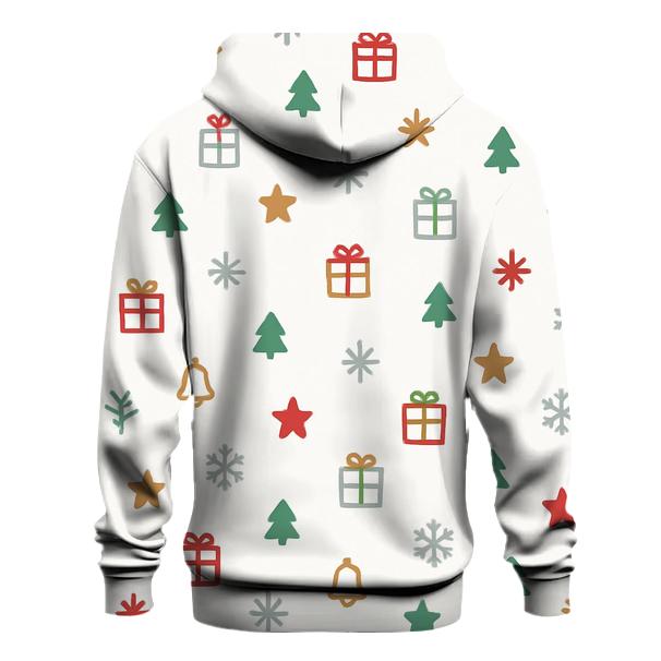 Minimalist Christmas Icon Scatter On White hoodie styles