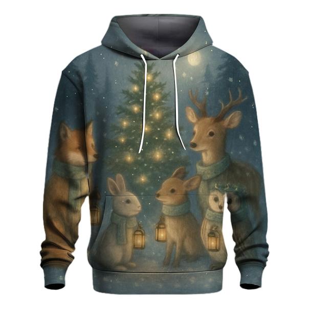 Forest Animals Lantern Caroling heavyweight hoodies