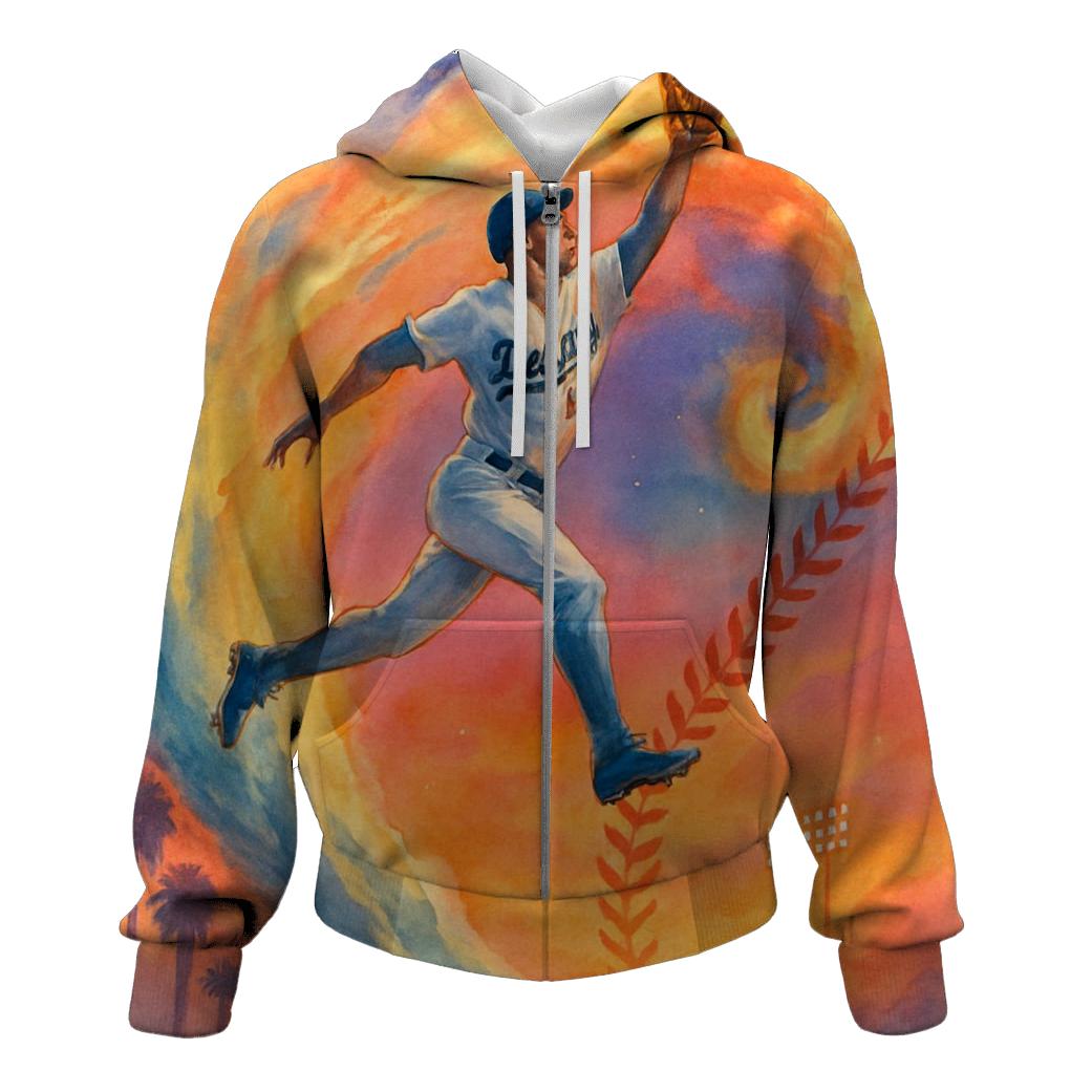 Sunset Surfing Outfielder printed hoodies