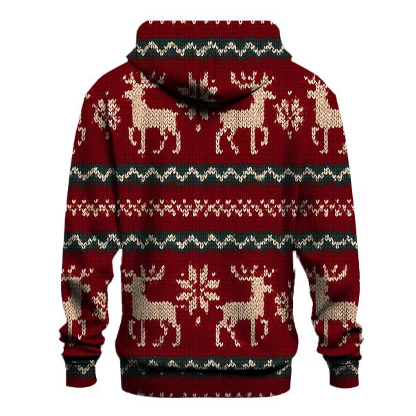 Nordic Reindeer Fair Isle Band On Deep Red hoodies fashion