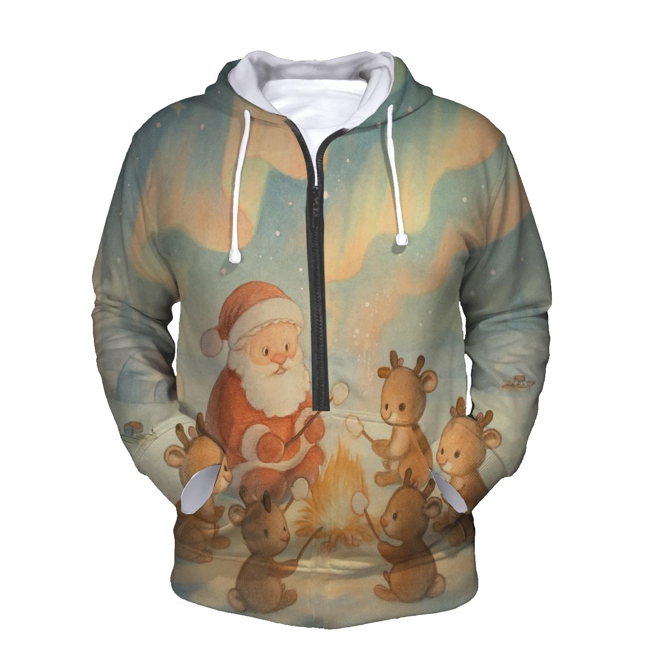 Santa Polar Lights Campfire printed hoodies