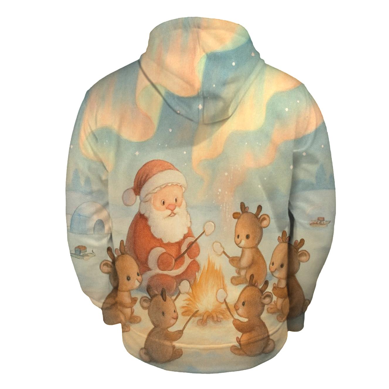 Santa Polar Lights Campfire printed hoodies
