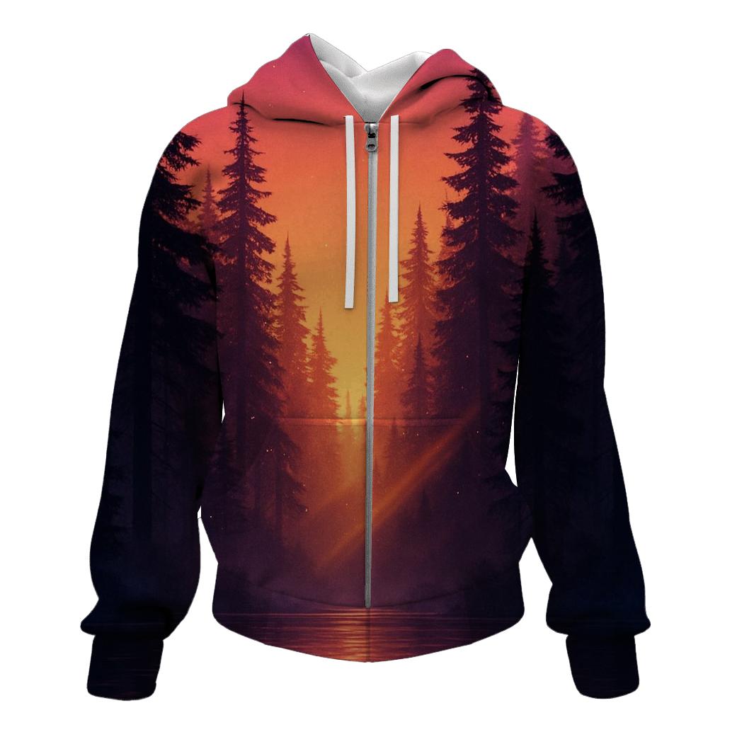 Forest Canopy Afterglow embroidered hoodies