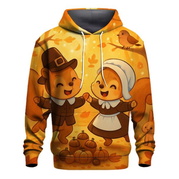 Little Pilgrim Squirrels Harvest Dance graphic hoodies