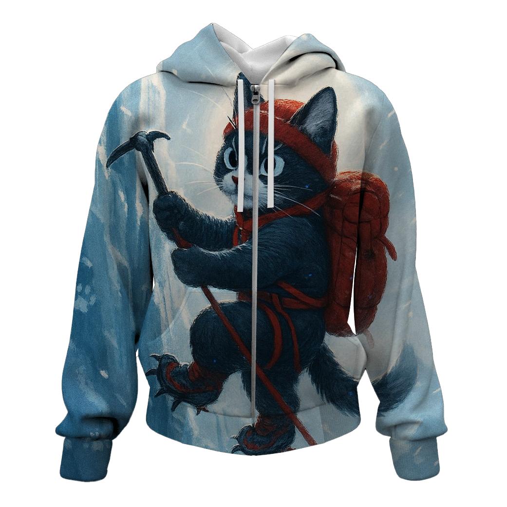 Ice Climber Snow Rescue Cat designer hoodies