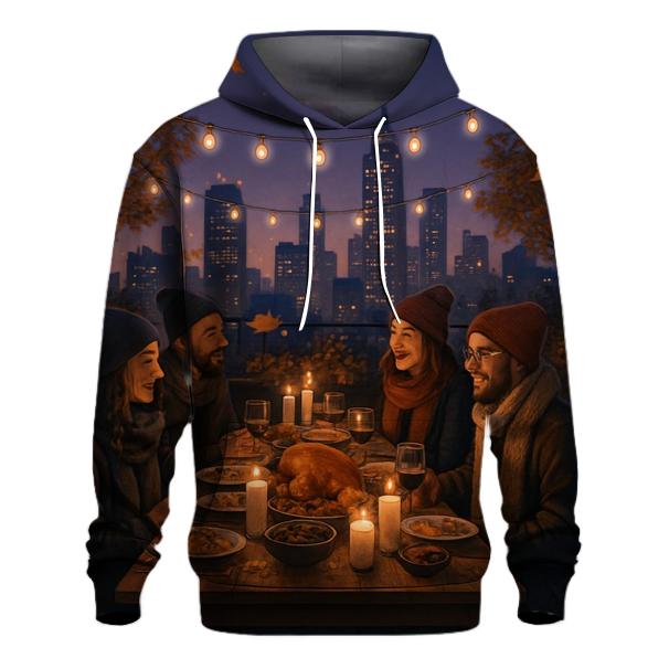 City Rooftop Friendsgiving Glow pullover hoodies