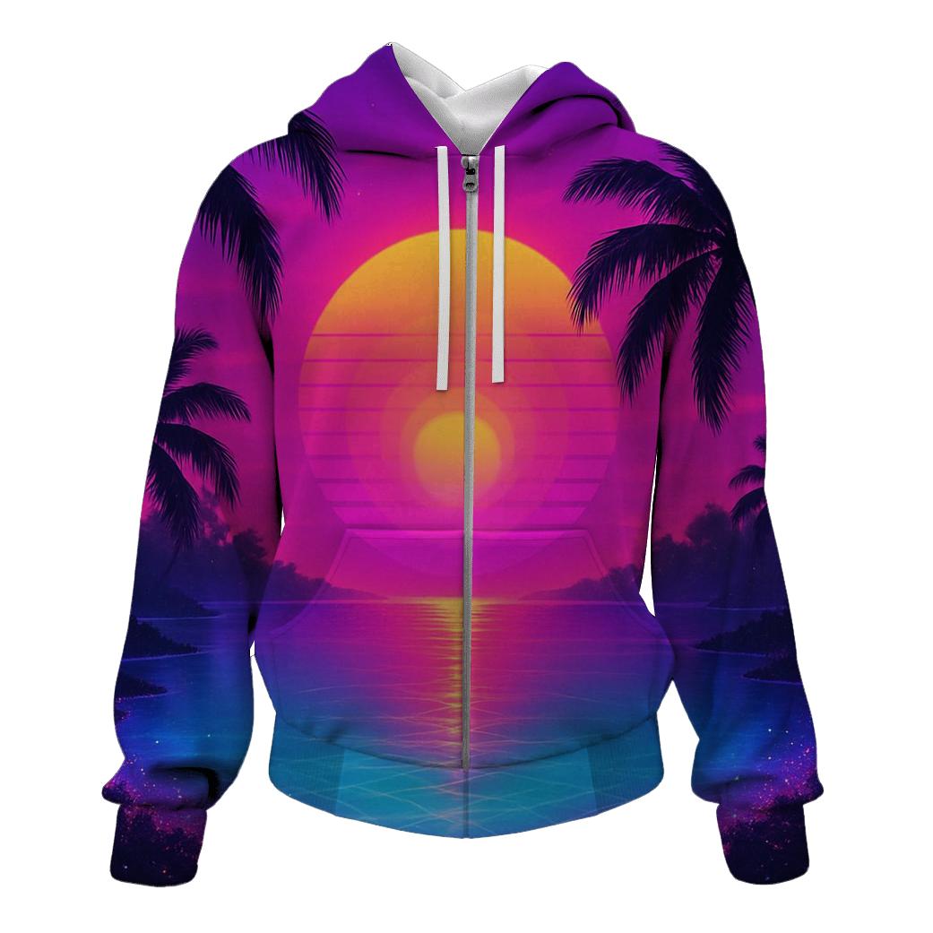 Neon Lagoon Sundown embroidered hoodies