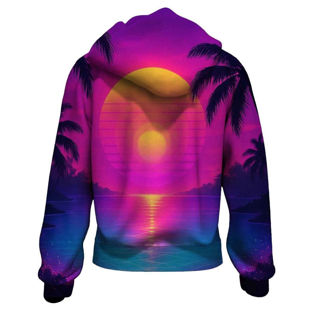 Neon Lagoon Sundown embroidered hoodies