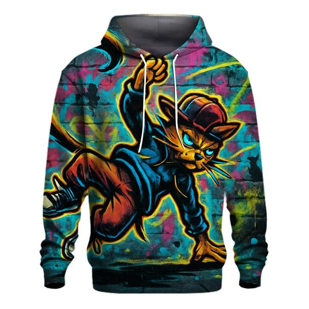 Graffiti Back Alley Breakdance Cat embroidered hoodies