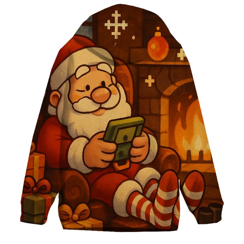 Retro Fireside Gamer Santa custom hoodies