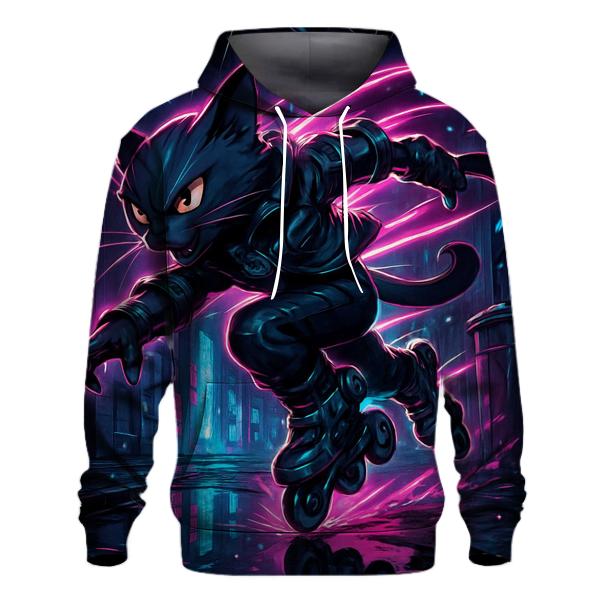 Cyber Skater Neon Alley Cat heavyweight hoodies