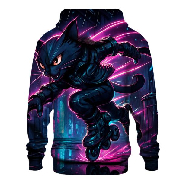 Cyber Skater Neon Alley Cat heavyweight hoodies