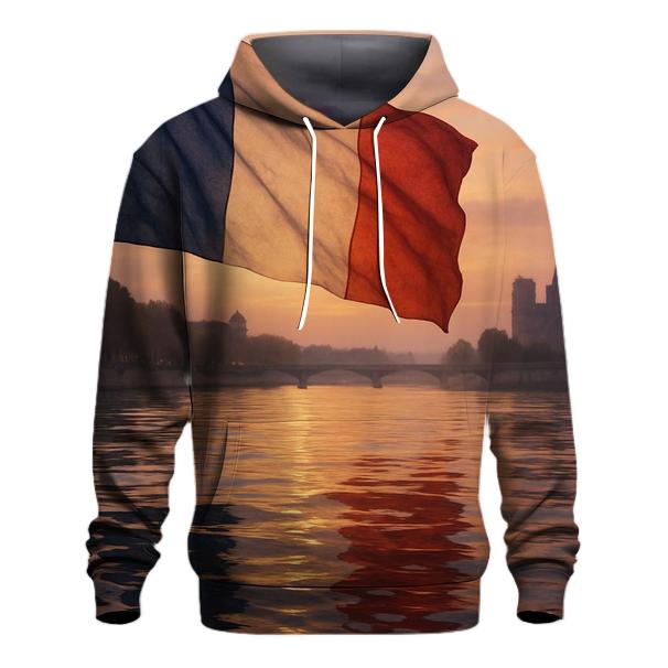 French Flag Reflections On The Seine embroidered hoodies