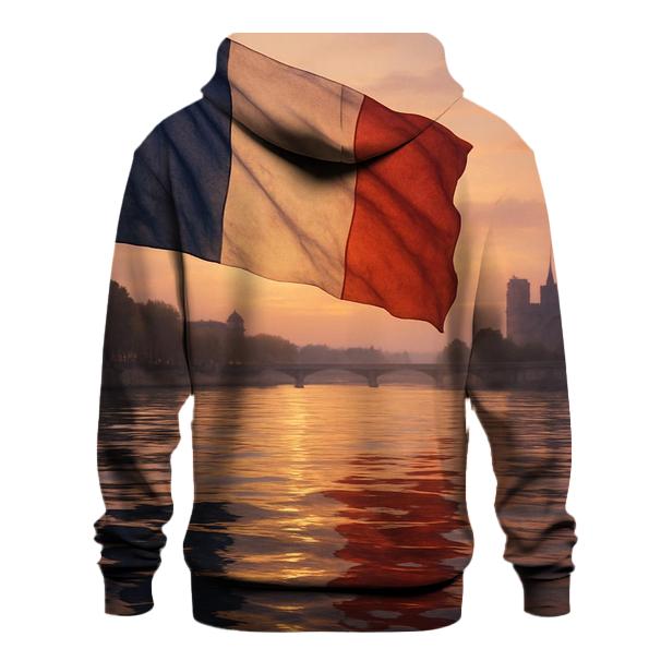 French Flag Reflections On The Seine embroidered hoodies