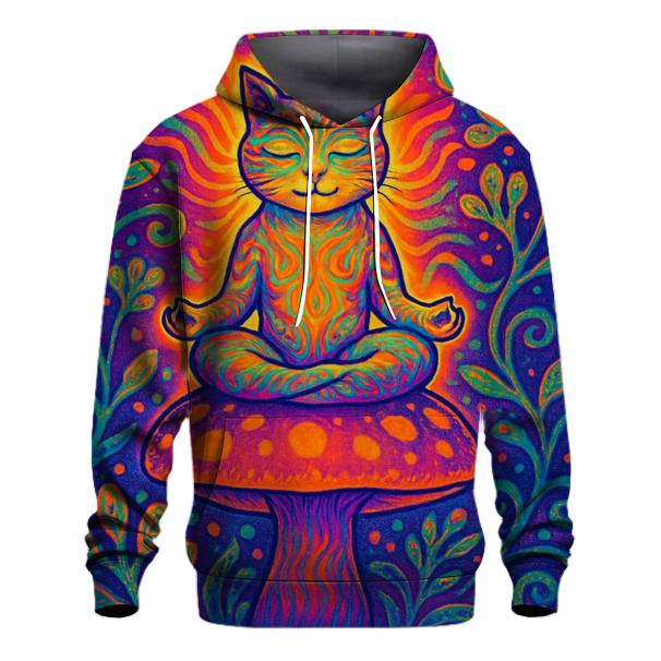 Psychedelic Garden Meditating Cat hoodies fashion
