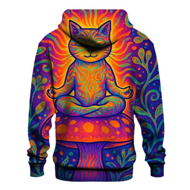 Psychedelic Garden Meditating Cat hoodies fashion