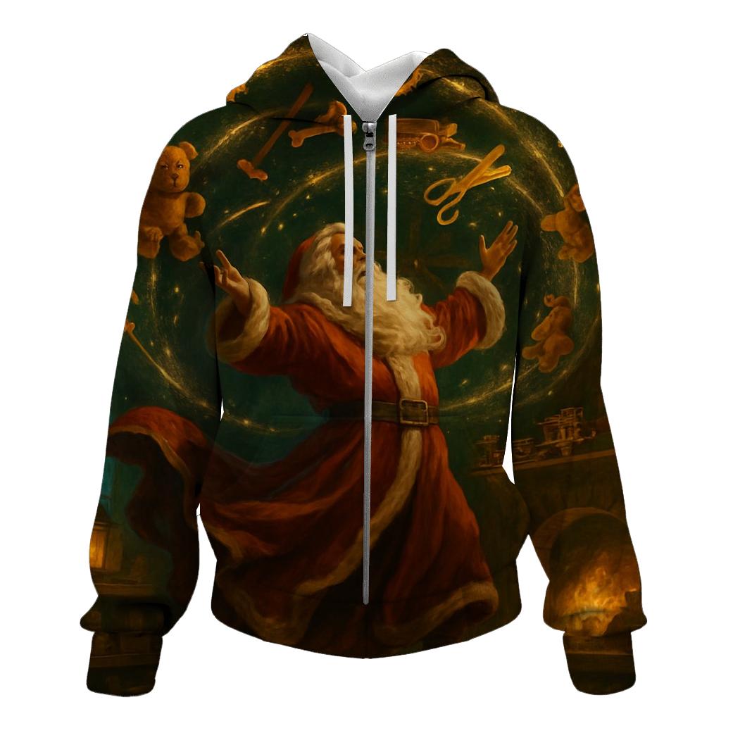 Midnight Workshop Maestro Santa zip-up hoodies