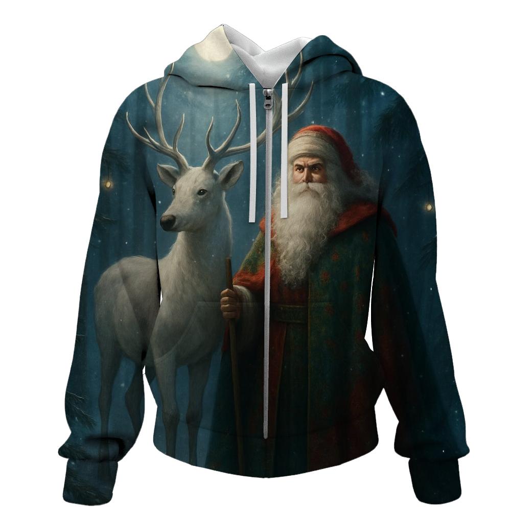 Forest Guardian Santa Stag designer hoodies