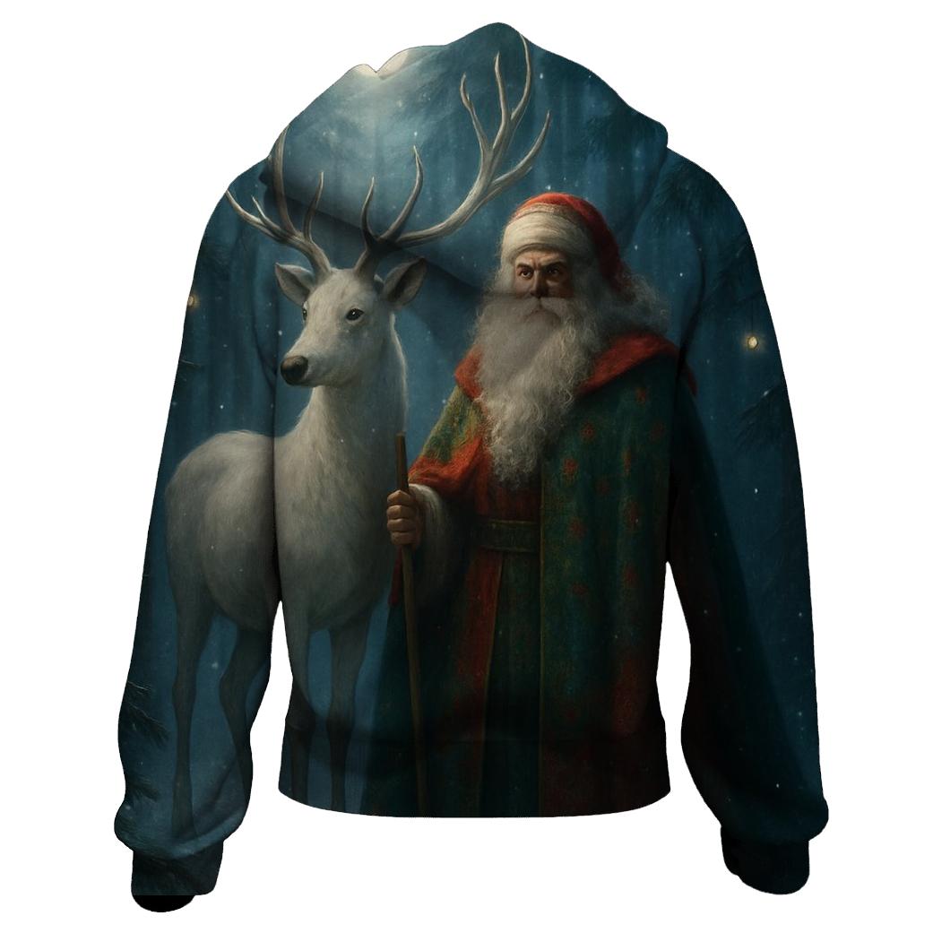 Forest Guardian Santa Stag designer hoodies