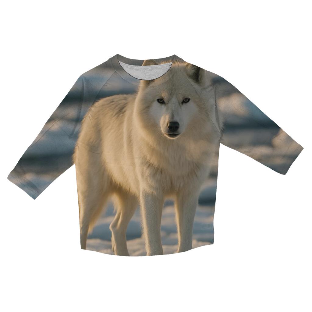 Arctic Wolf On Thawing Sea Ice trendy 3/4 sleeve tops