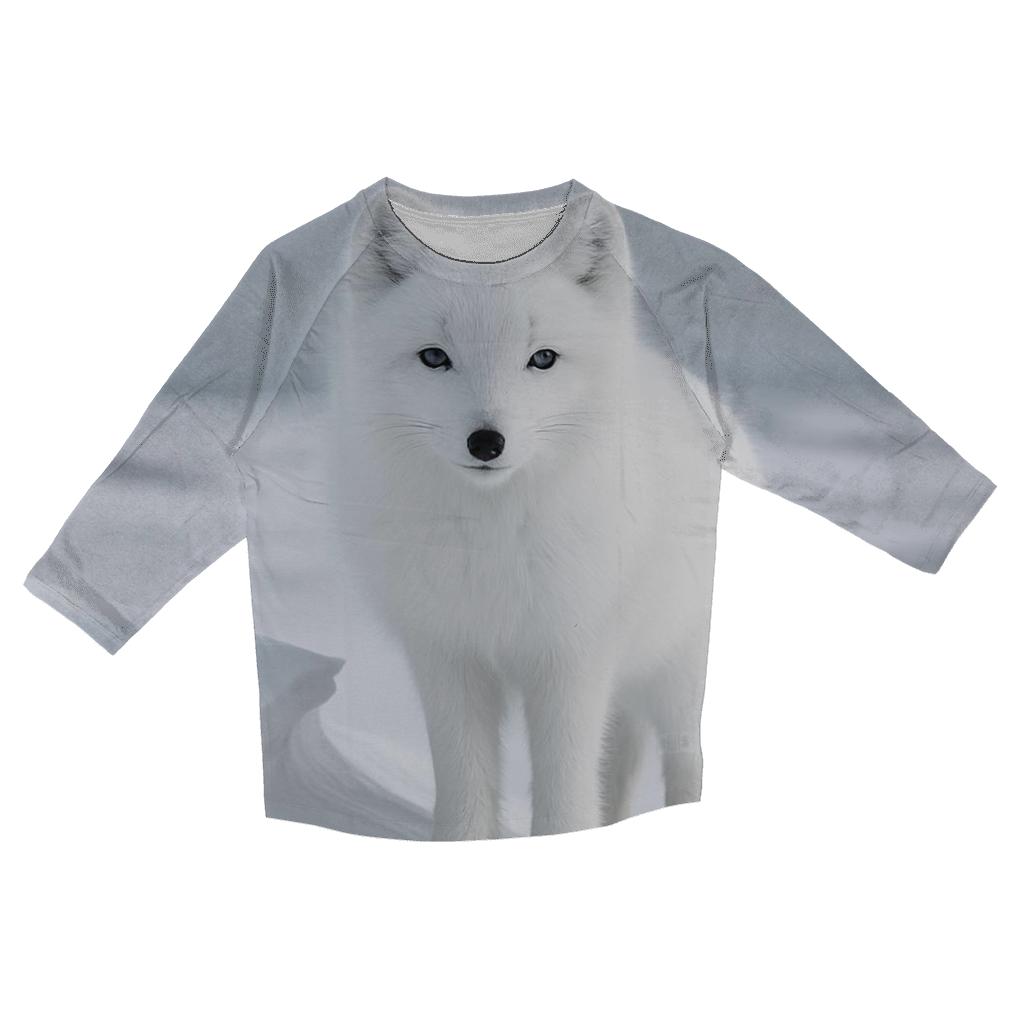 Arctic Fox On Wind Carved Ridge designer 3/4 sleeve blouses