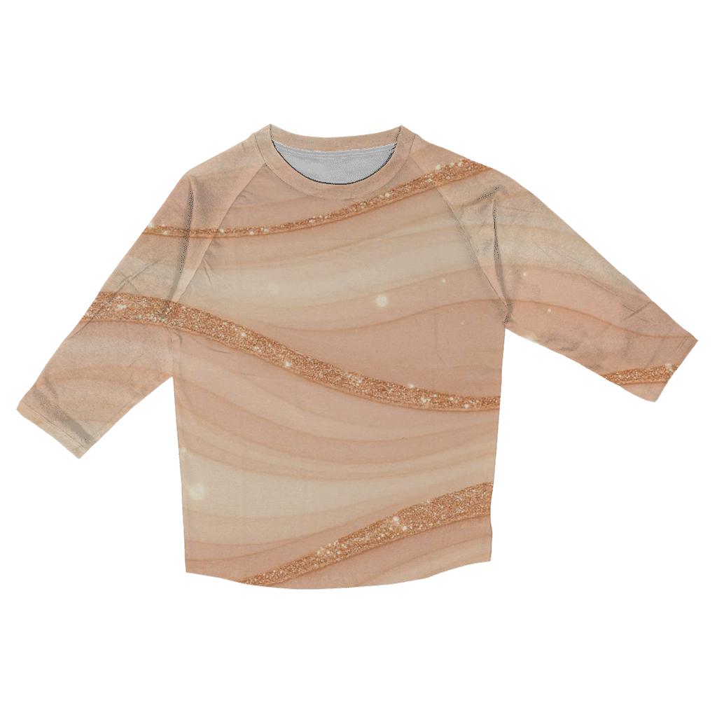Rose Quartz Glitter Tide printed three quarter sleeve shirts