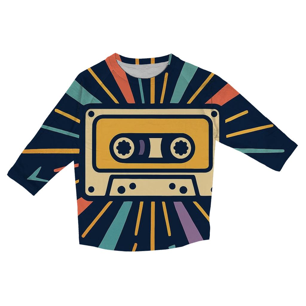 Retro Cassette Sunburst designer 3/4 sleeve blouses