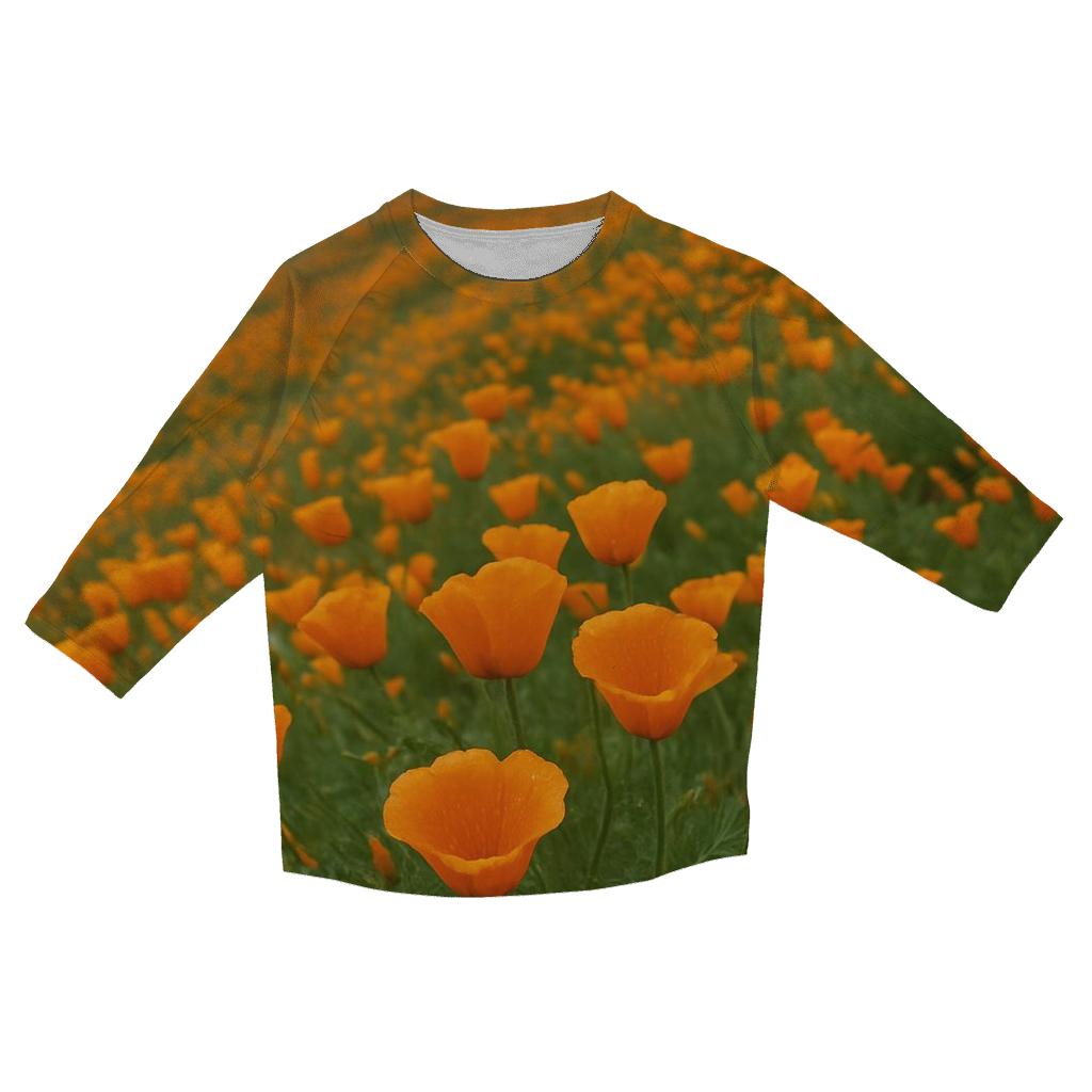 Wild California Poppies After Spring Rain casual three quarter sleeve shirts