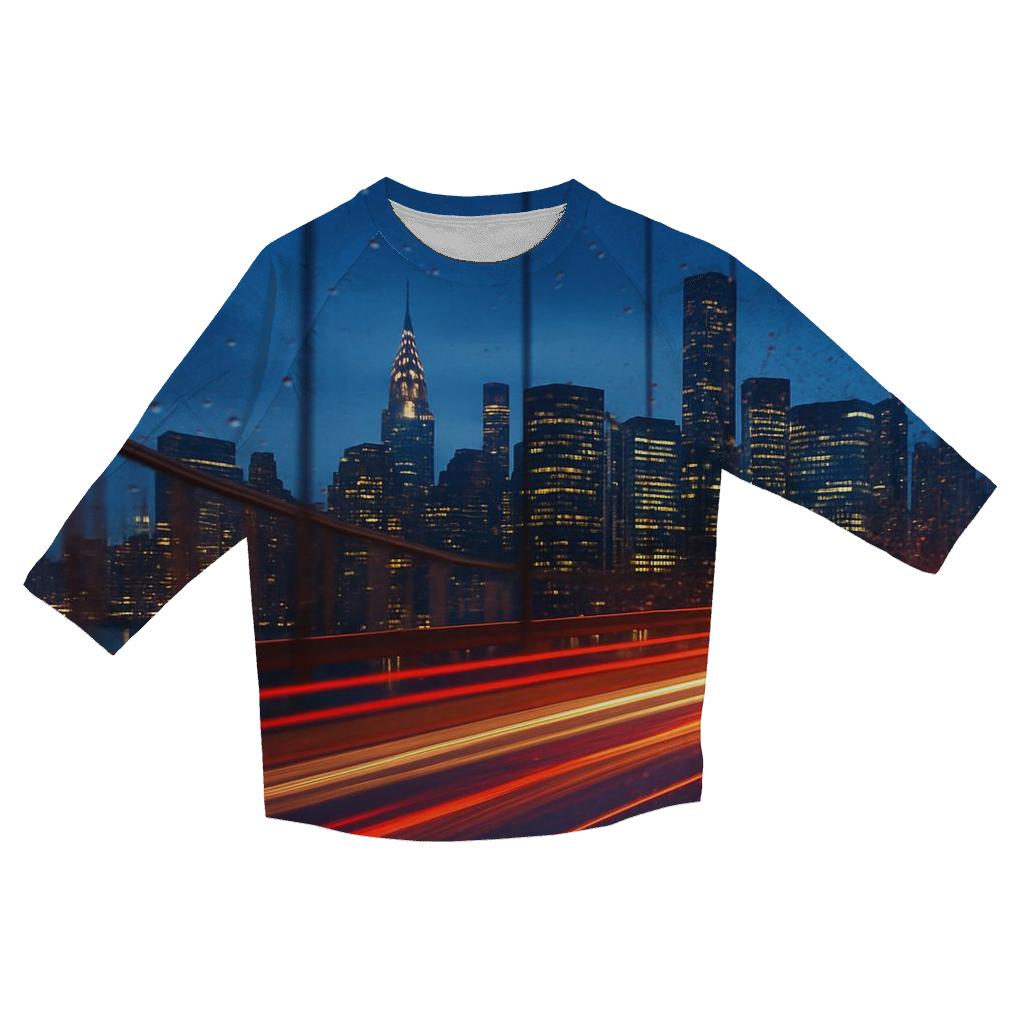 Queensboro Bridge Evening Commute Skyline casual three quarter sleeve shirts