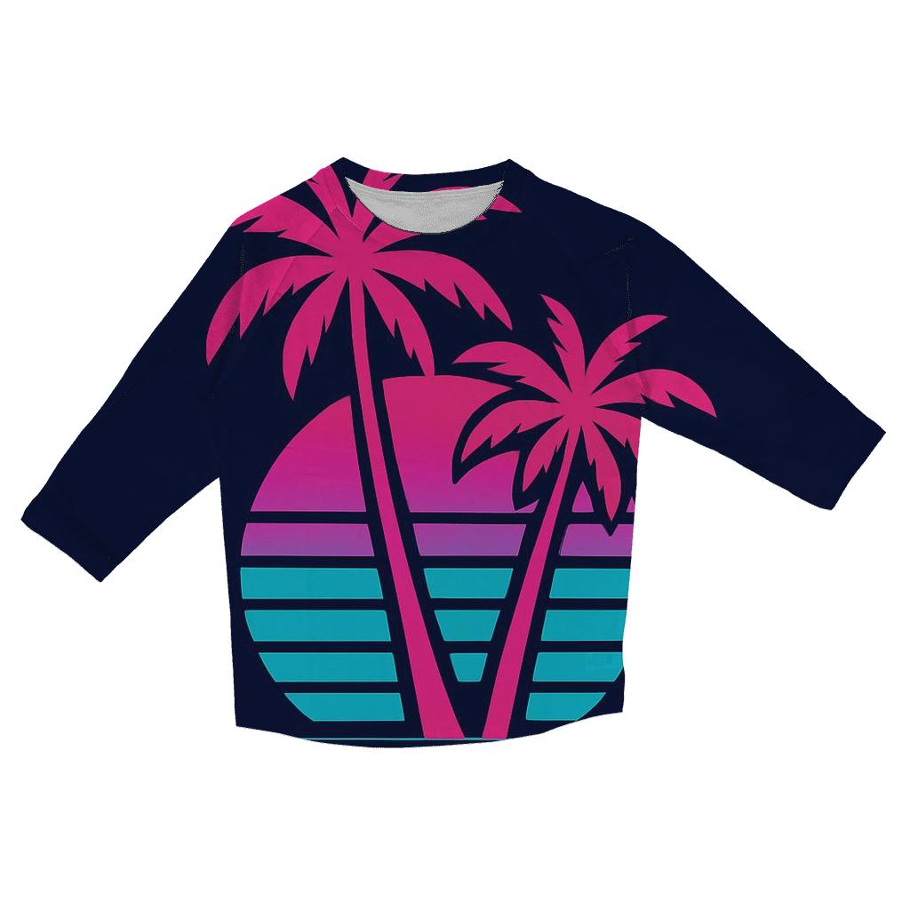 Vaporwave Palm Mirage custom 3/4 sleeve shirts