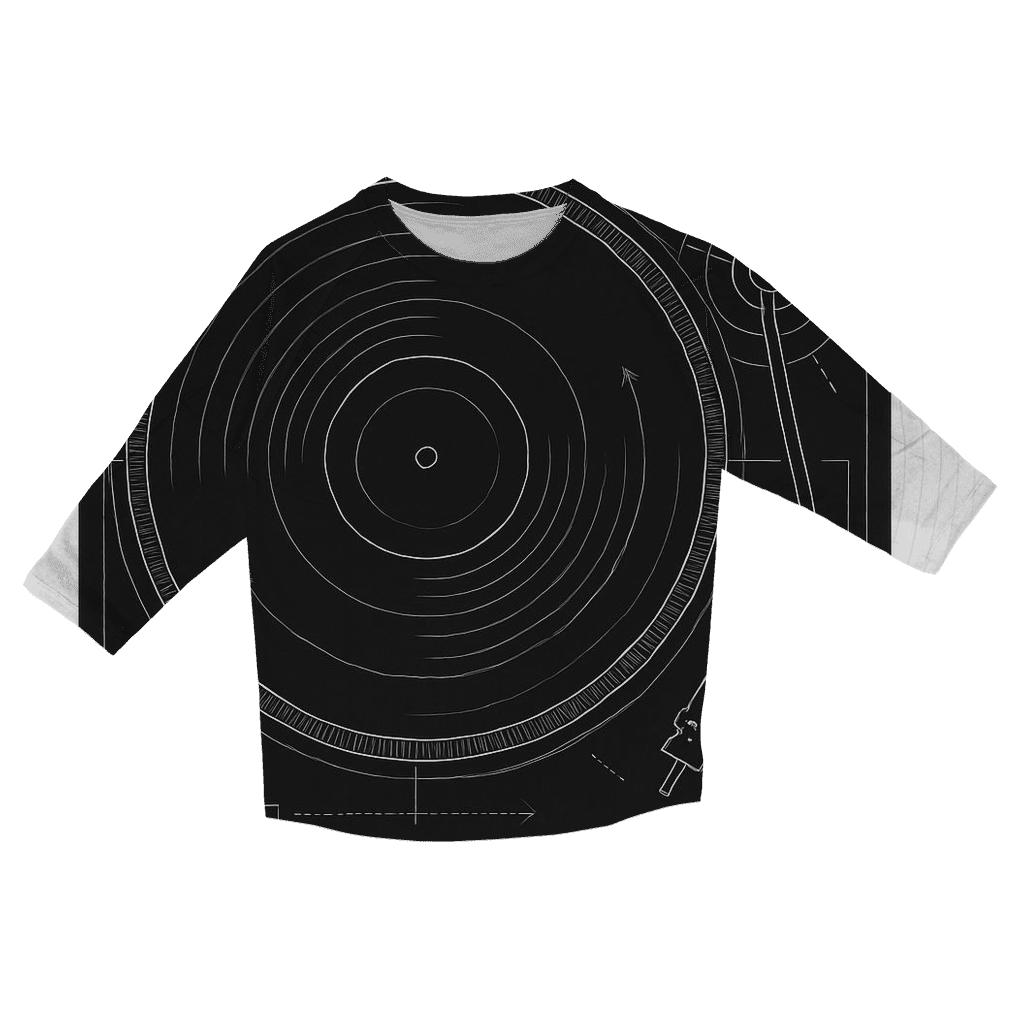 Monochrome Turntable Blueprint personalized 3/4 sleeve tees