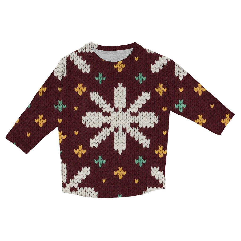 Glistening Snowflake Ladder Design stylish quarter sleeve tops