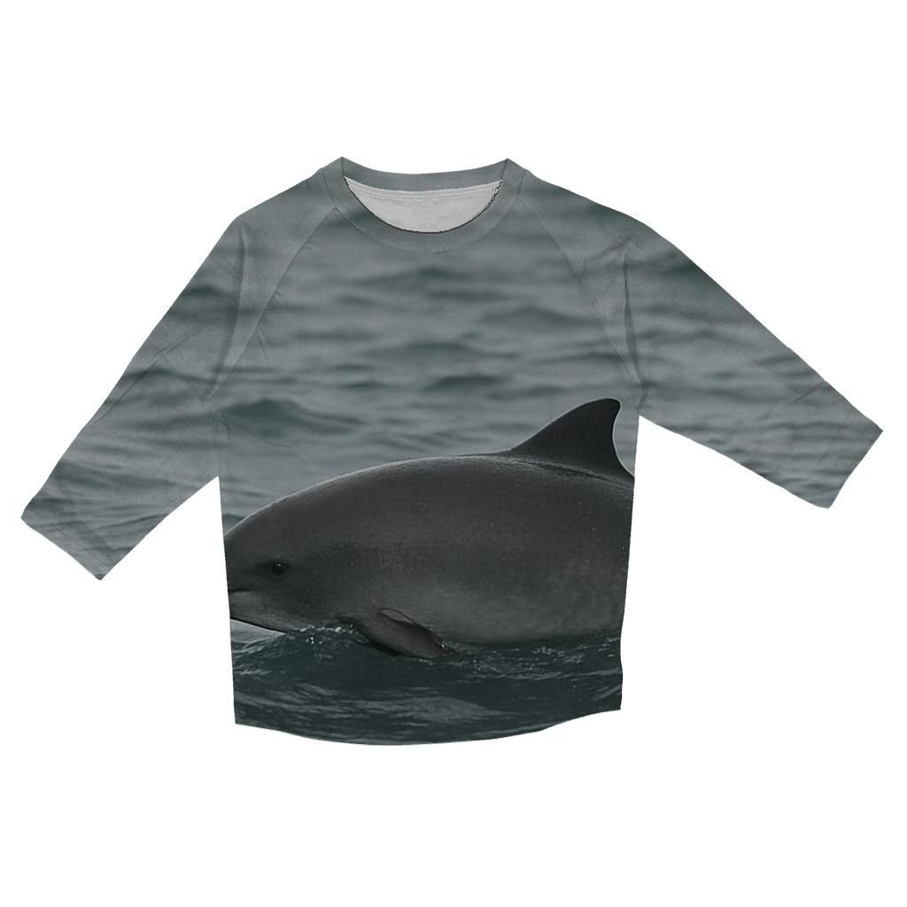 Harbor Porpoise In Steel Gray Swell designer 3/4 sleeve blouses