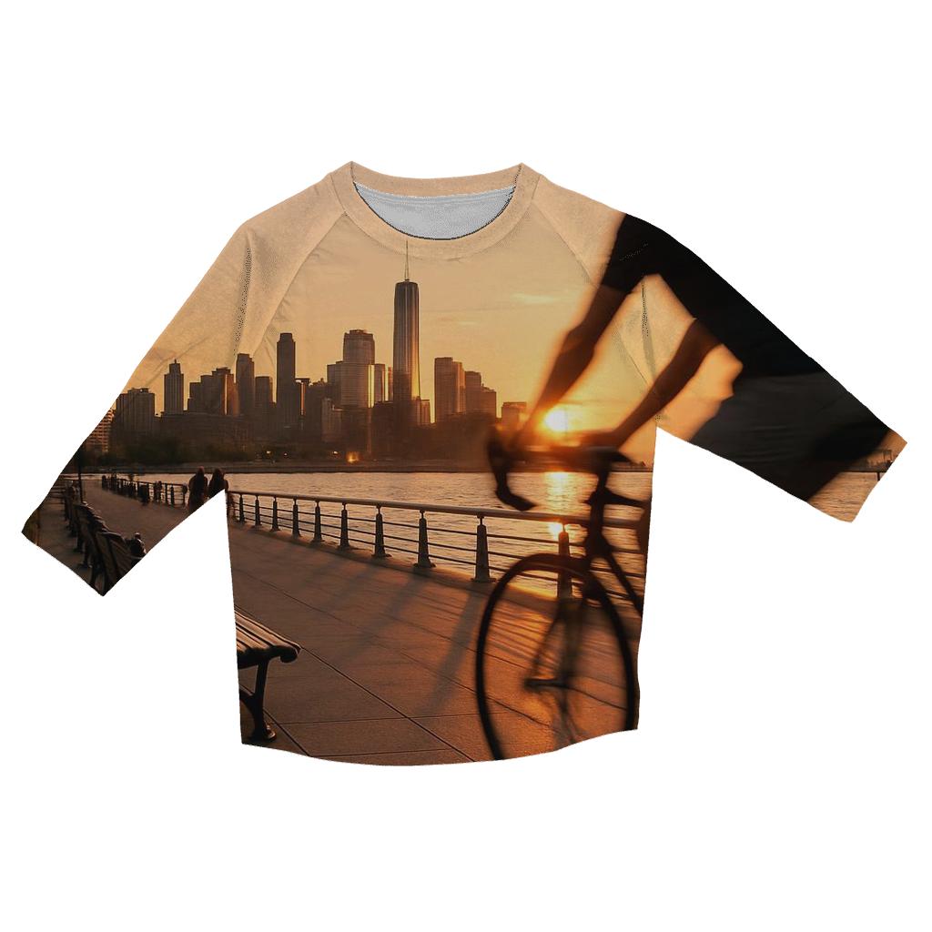 Hudson River Park Cyclist At Sunset designer 3/4 sleeve blouses
