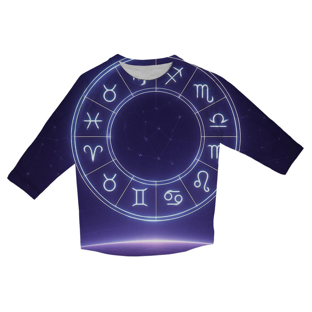 Galactic Zodiac Wheel Horizon casual three quarter sleeve shirts