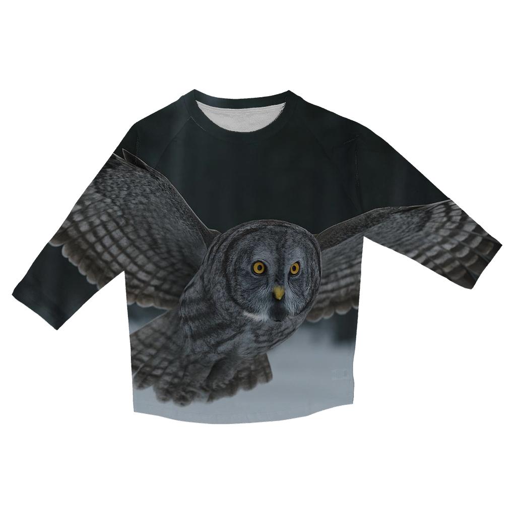 Great Gray Owl Silent Glide cotton quarter sleeve shirts