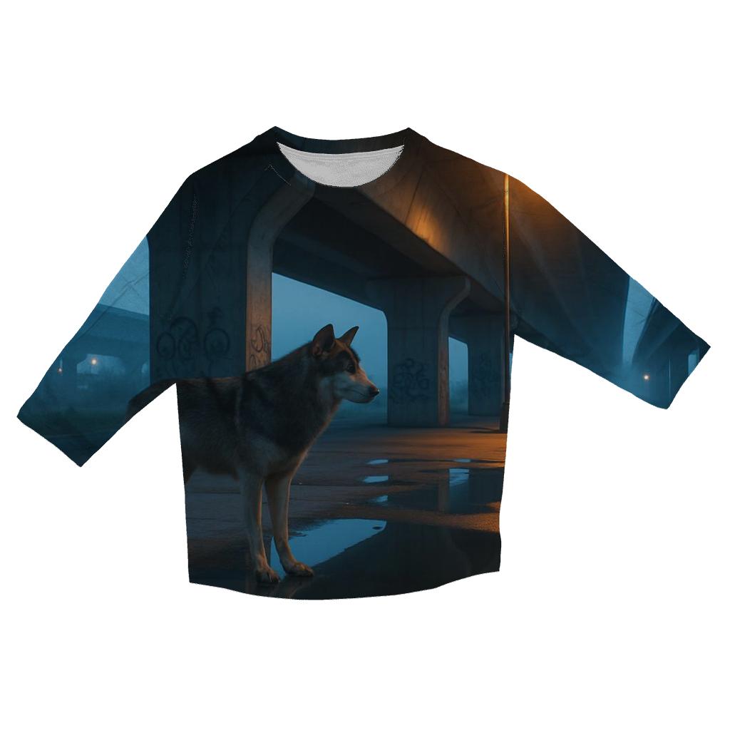 Urban Edge Wolf Under Highway Overpass casual three quarter sleeve shirts