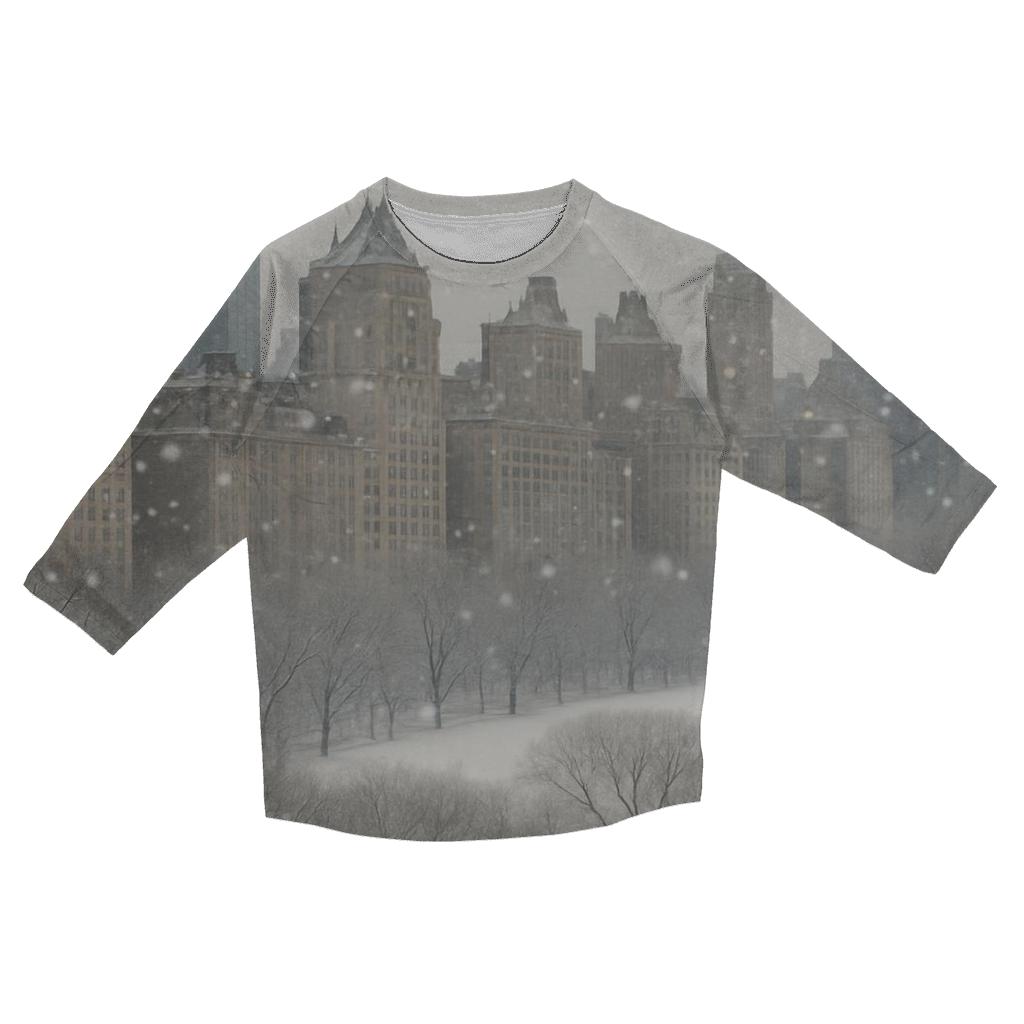 Winter Snowfall Over Central Park South designer 3/4 sleeve blouses