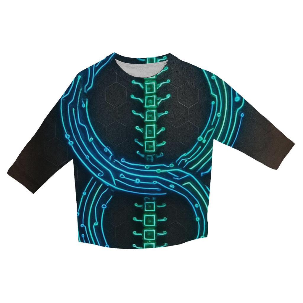Cyber Circuit Ouroboros Spine personalized 3/4 sleeve tees