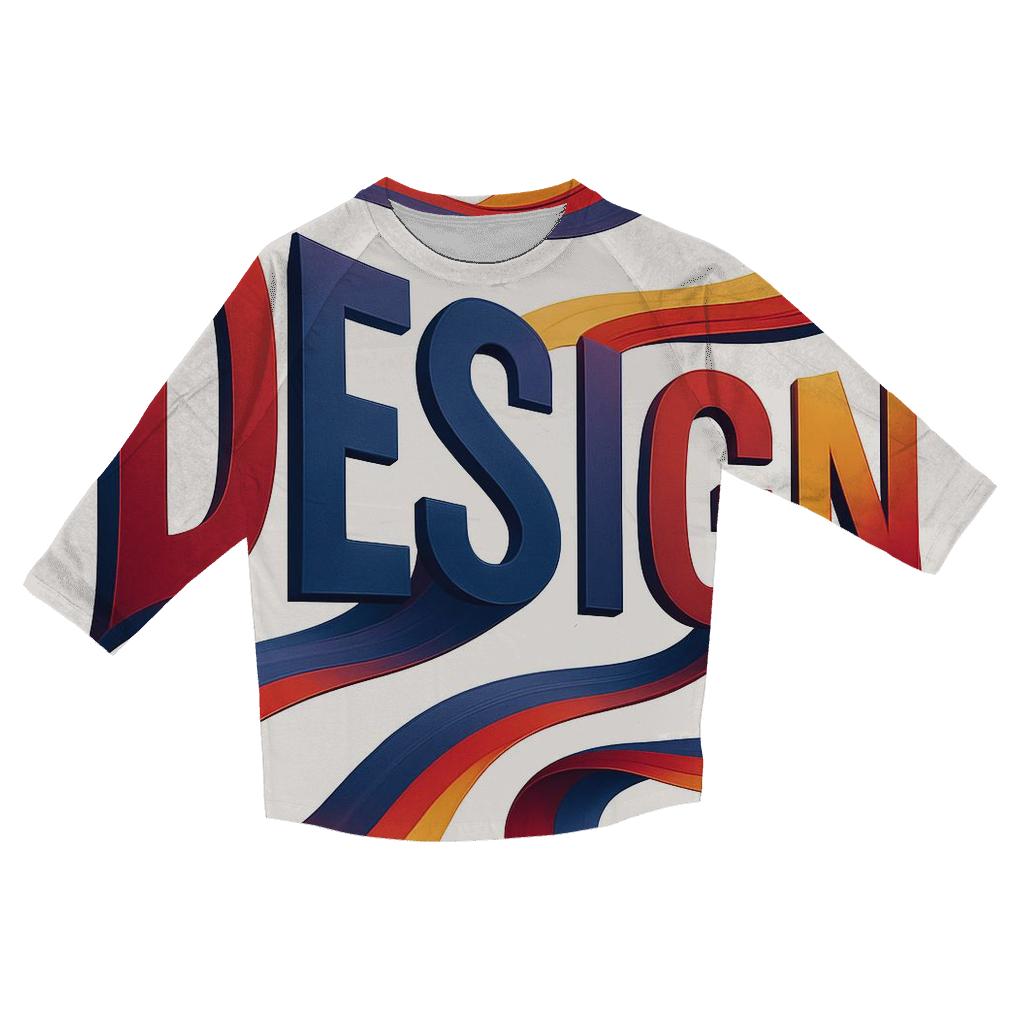 Kinetic Ribbon Typography casual three quarter sleeve shirts