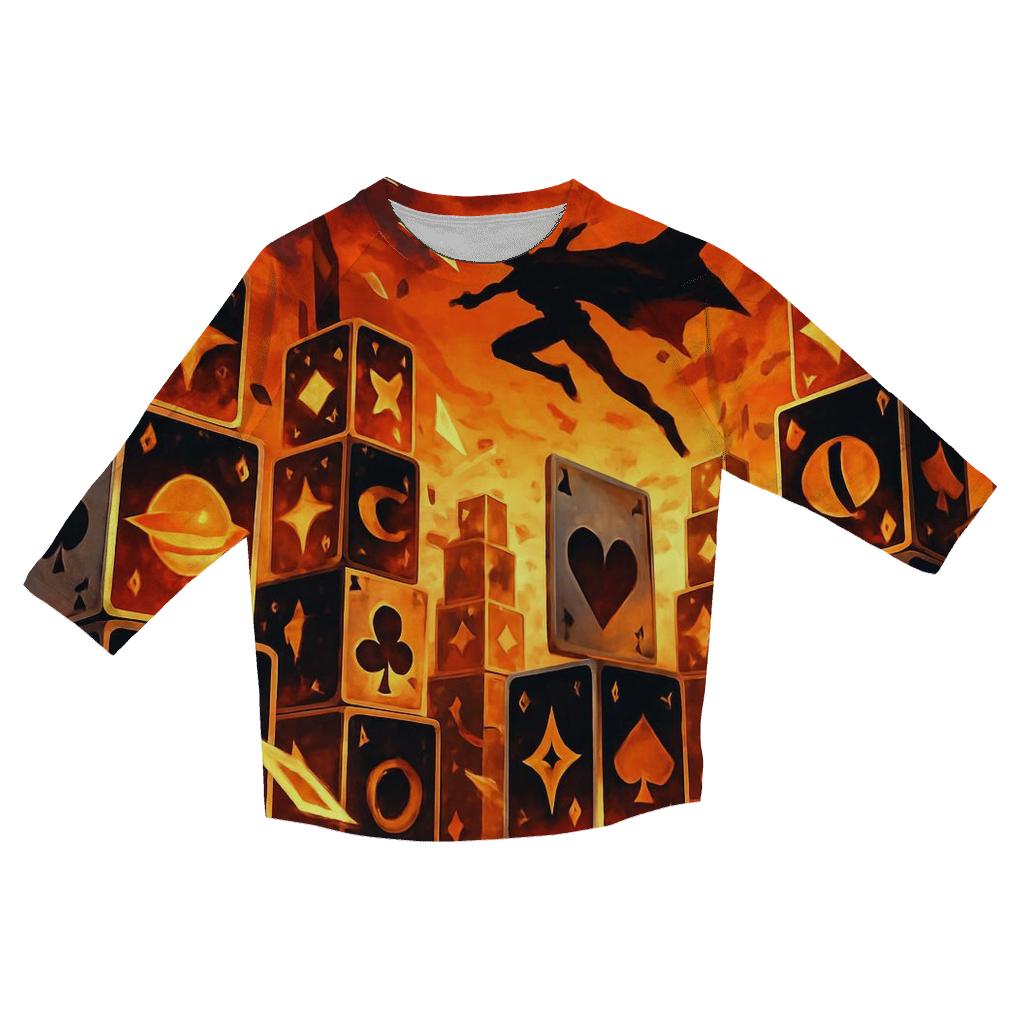 Shuffle Deck Skyline designer 3/4 sleeve blouses