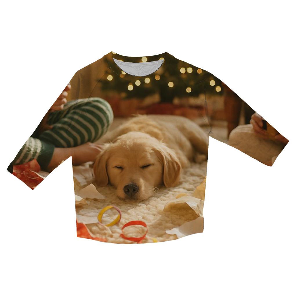 Christmas Morning Paper And Ribbons trendy 3/4 sleeve tops