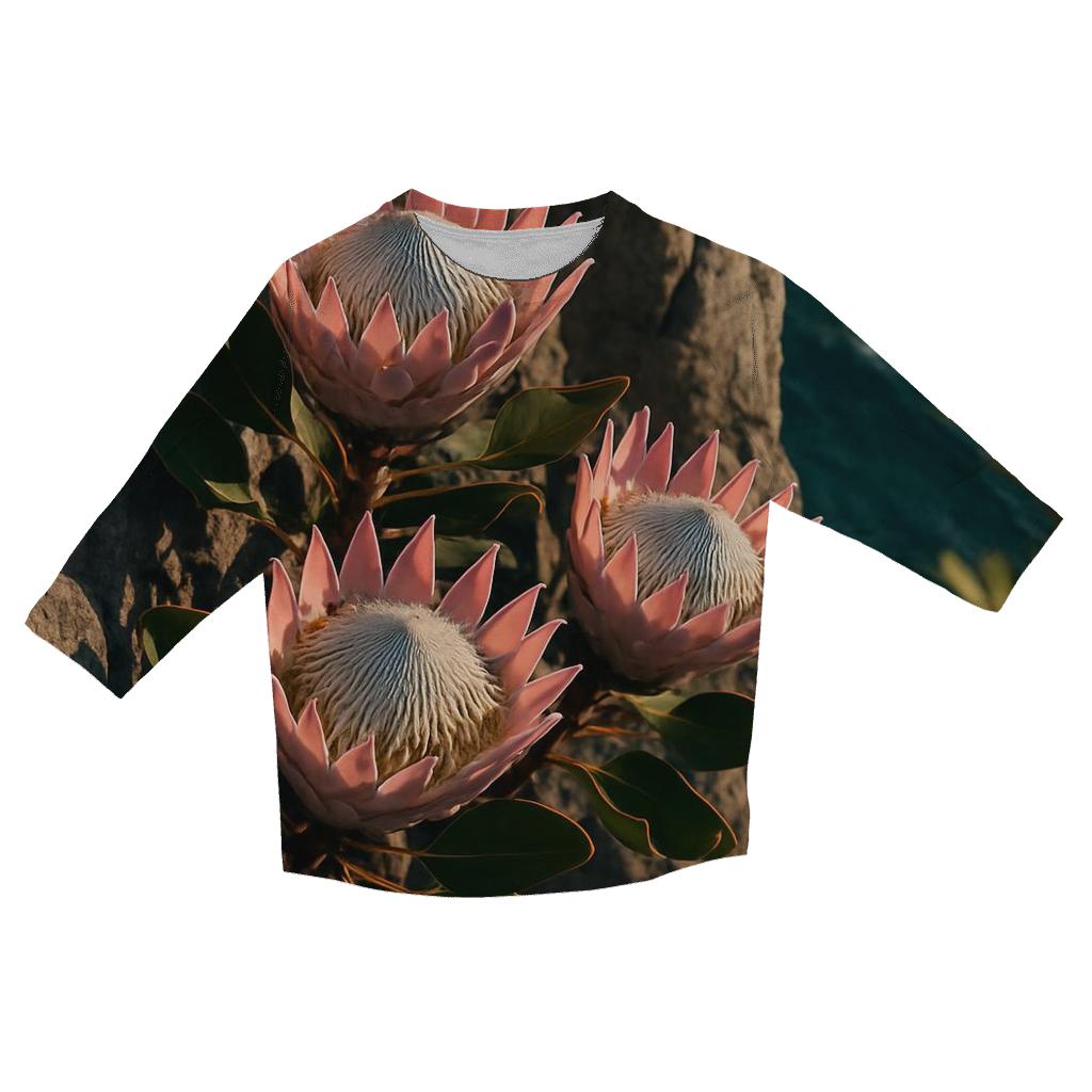 Proteas On A Windy Cape Cliff cotton quarter sleeve shirts