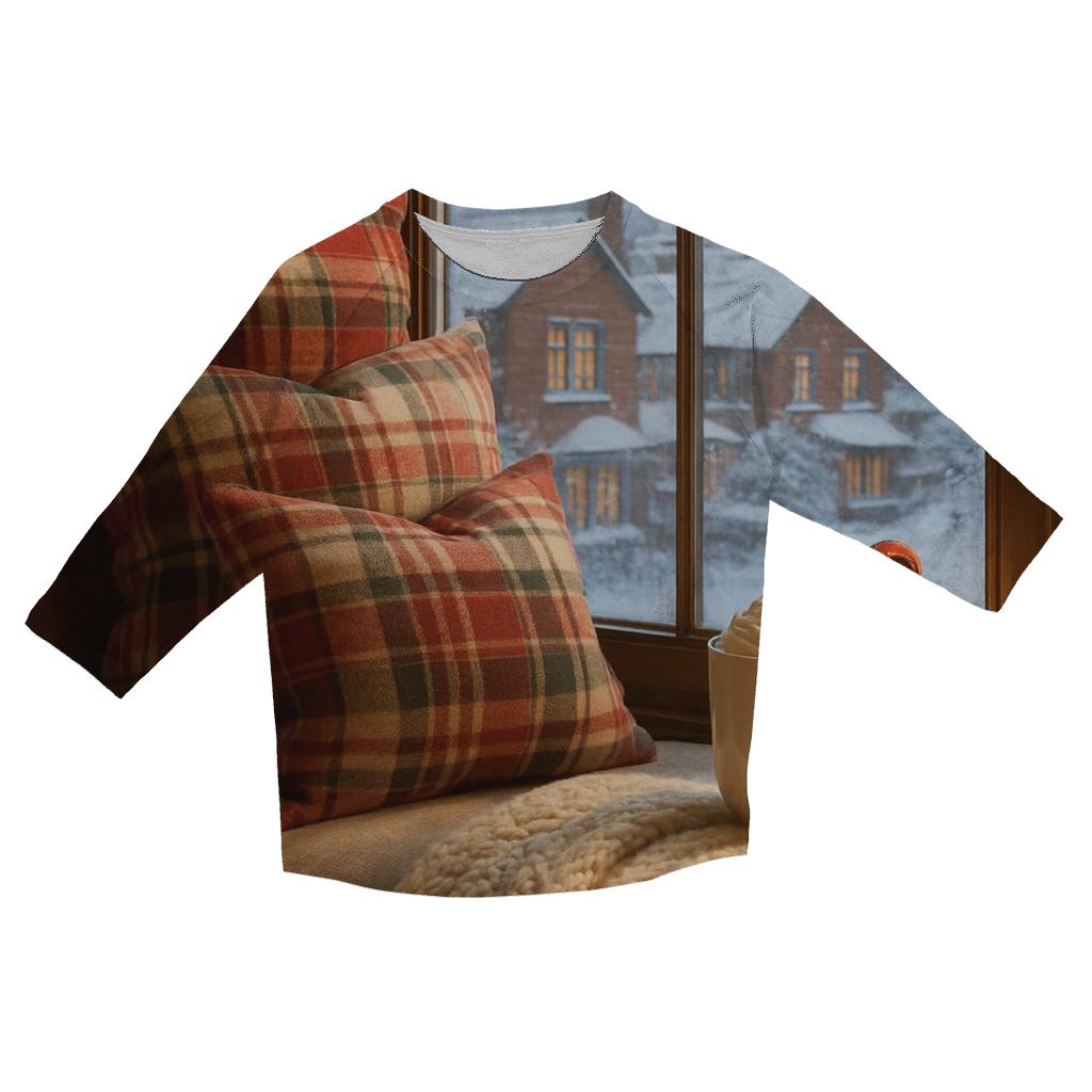 Cozy Window Seat On Christmas Day casual three quarter sleeve shirts